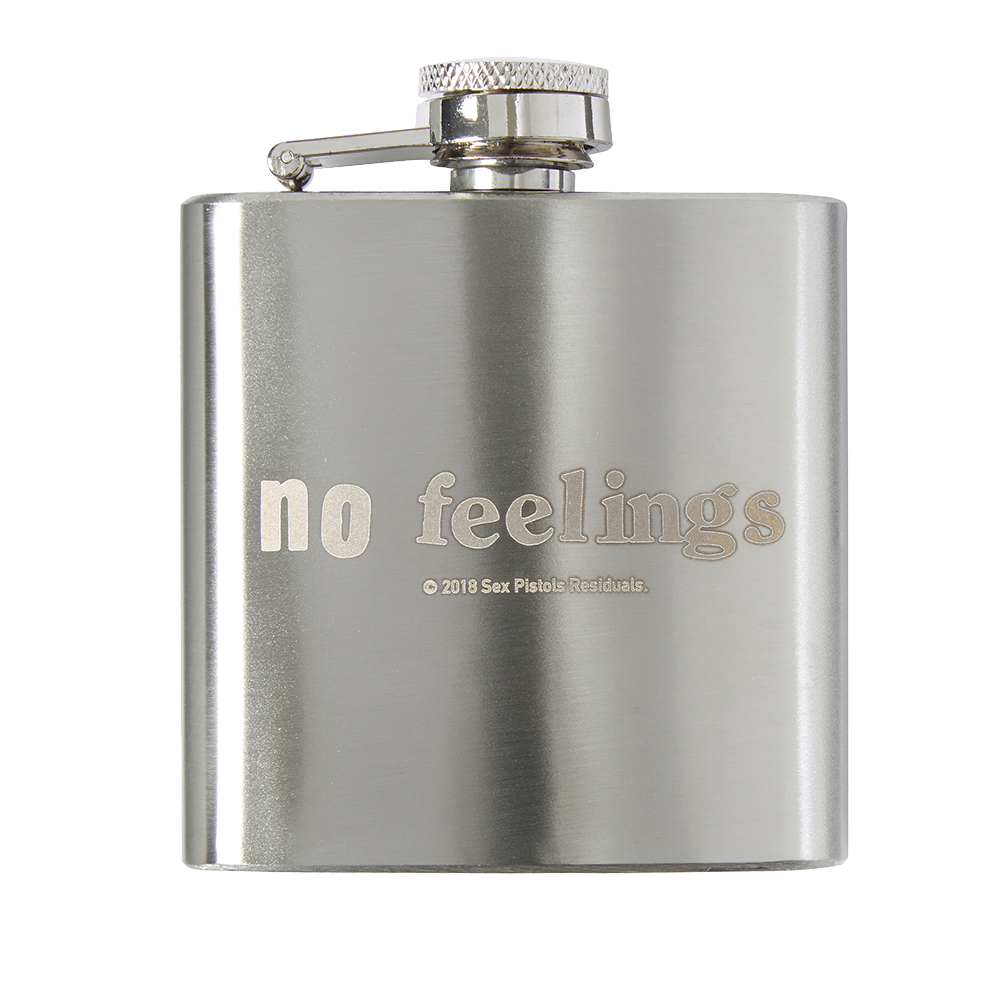 No Feelings Hip Flask Front