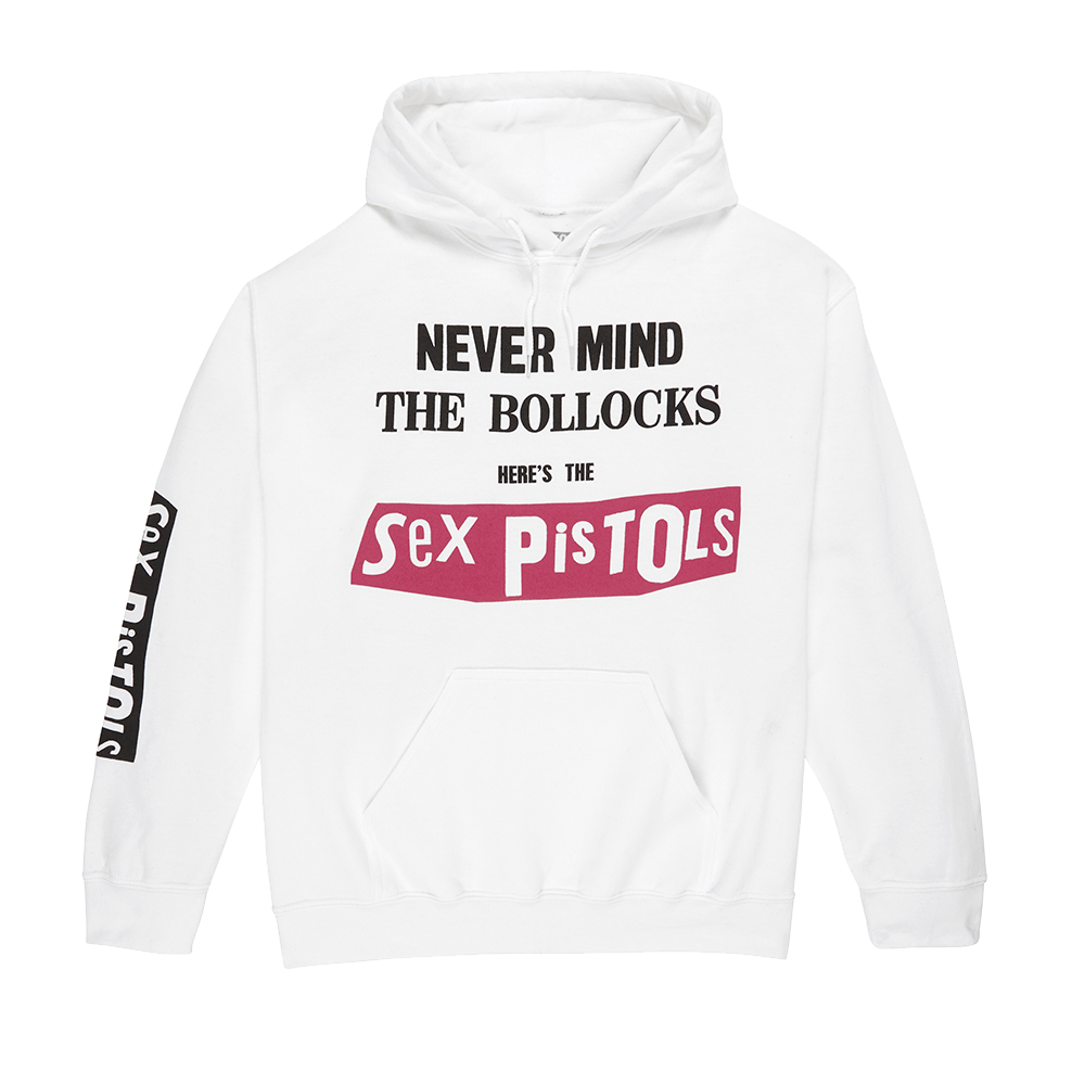 NEVER MIND THE BOLLOCKS WHITE HOODIE Front