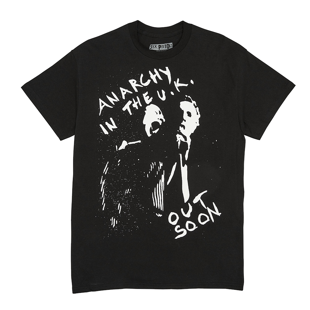 Anarchy in the UK Out Soon Black T-Shirt Front