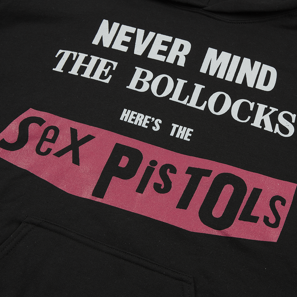 NEVER MIND THE BOLLOCKS BLACK HOODIE Front Detail