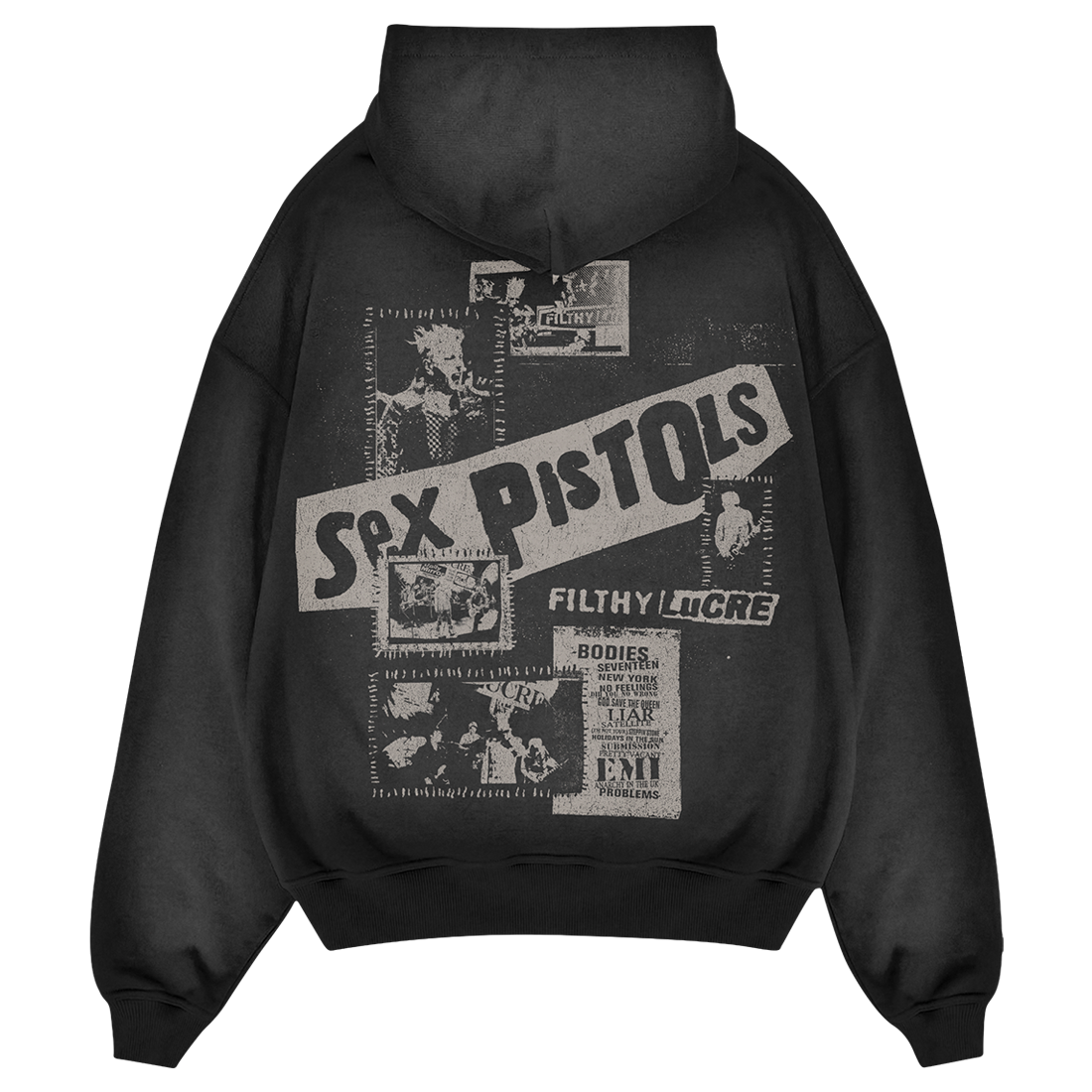 Filthy Lucre Black Washed Hoodie back