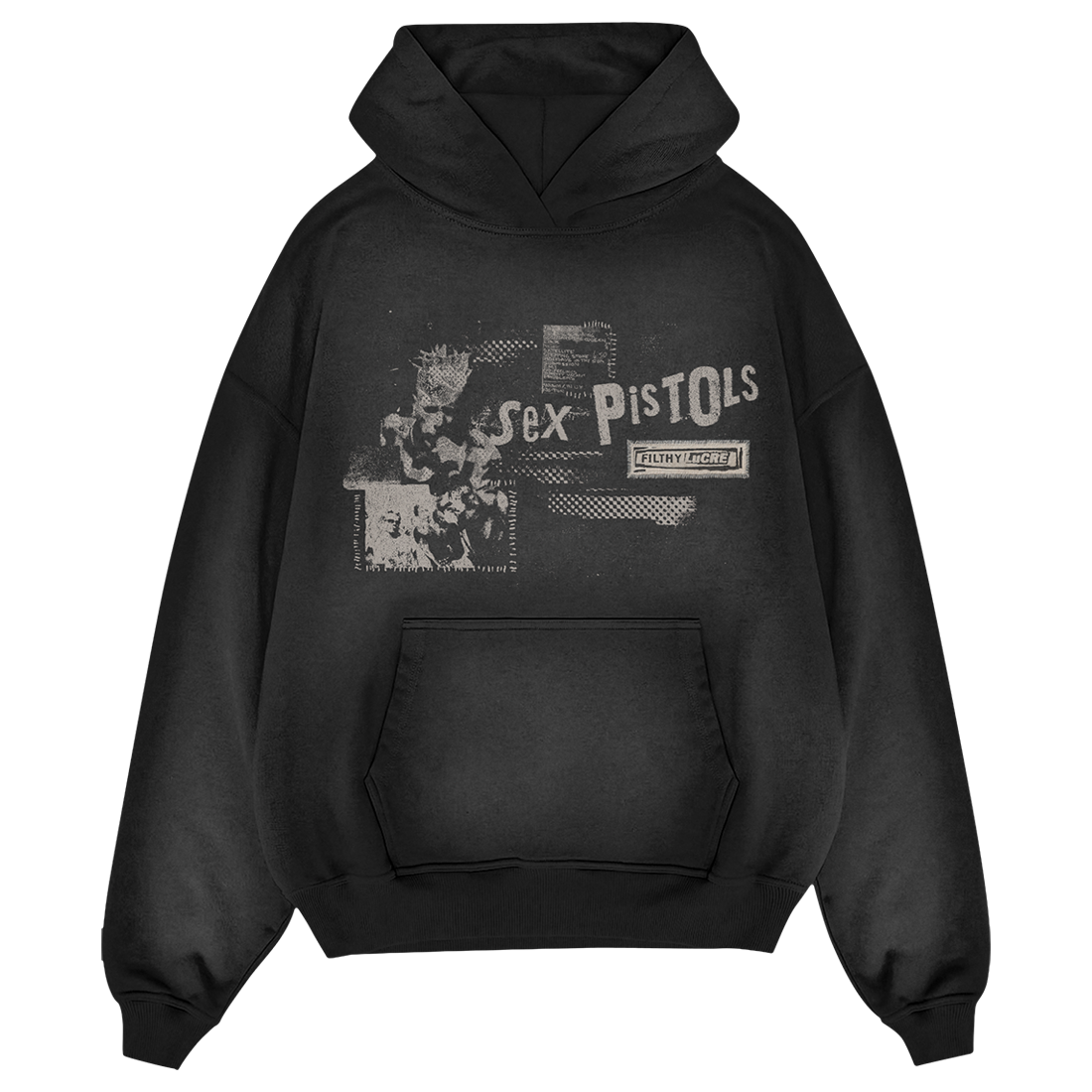 Filthy Lucre Black Washed Hoodie front